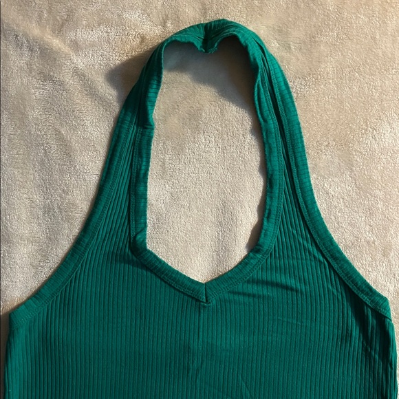 Green Ribbed Halter Top - Picture 4 of 9